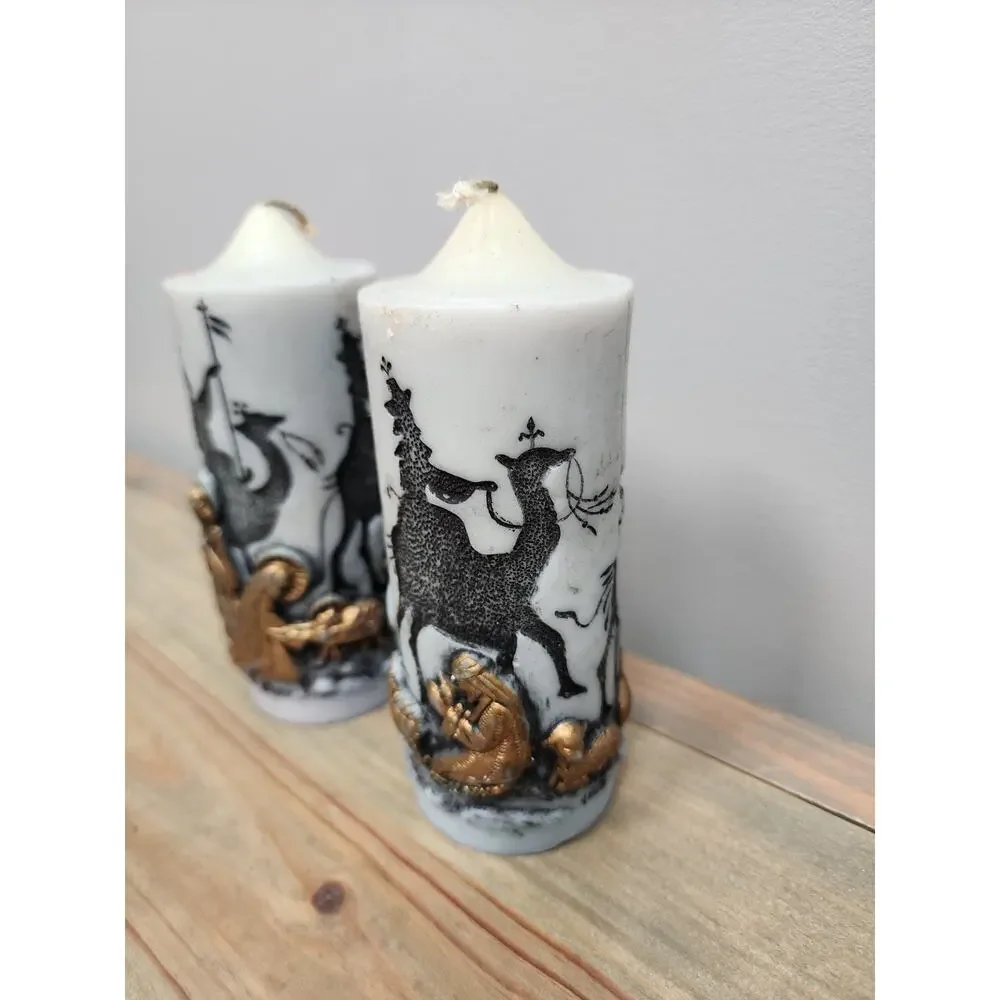 Vintage Holiday Elegance Nativity Candles NOS Handcrafted Pair Christmas